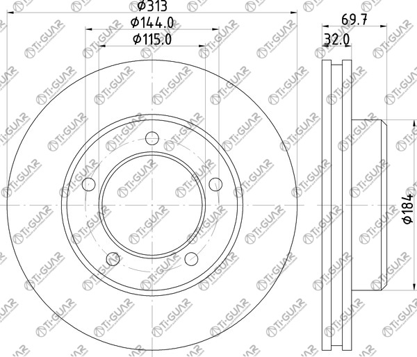 Диск тормозной правый TG-BDP0009/43512-60171 *Ti•GUAR (перфорированный)